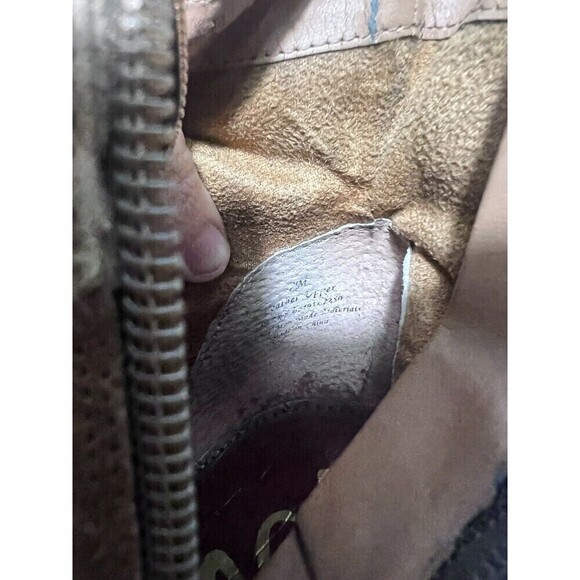 Sam Edelman  Suede Camel Factory Distressed Chunky Heel Booties Size 7.5 - Picture 9 of 11